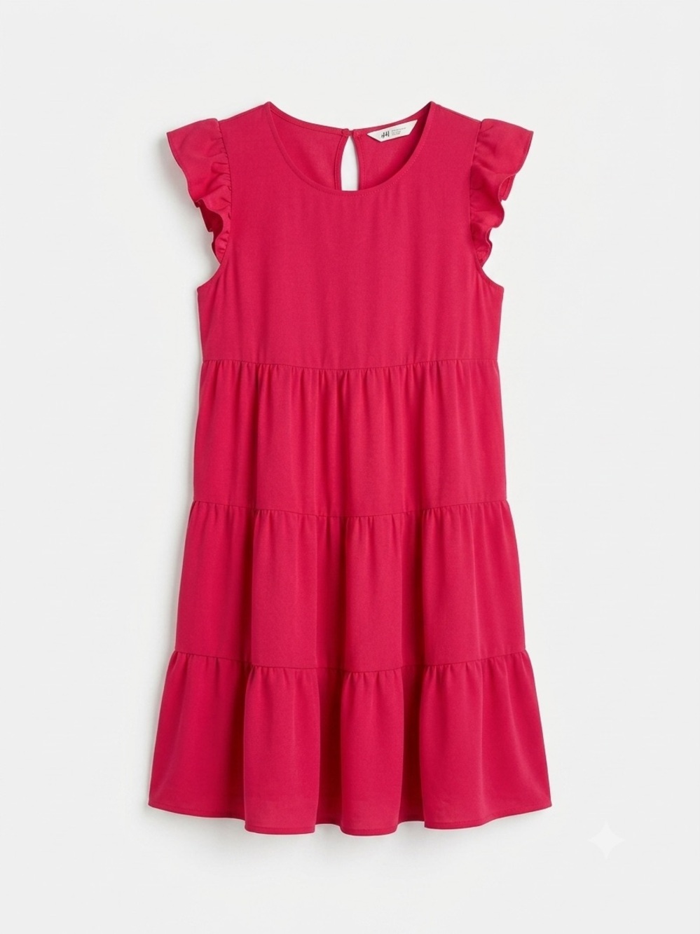 Fuchsia Ruffle-Sleeve Tiered Mini Dress - Picture 3 of 8